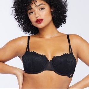 Lightly Lined Black Lace Balconette Bra